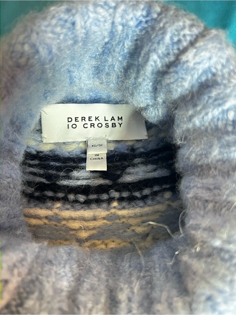 Derek Lam 10 Crosby Alpaca Merino Fair Isle Turtleneck Sweater XS - Picture 4 of 10